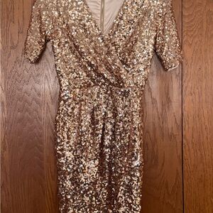 French Connection Gold Sequin Mini Dress